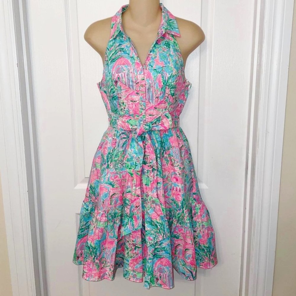 Lilly Pulitzer "Spotted on Worth" Trisha Stretch Shirtdress NWT - Size 8